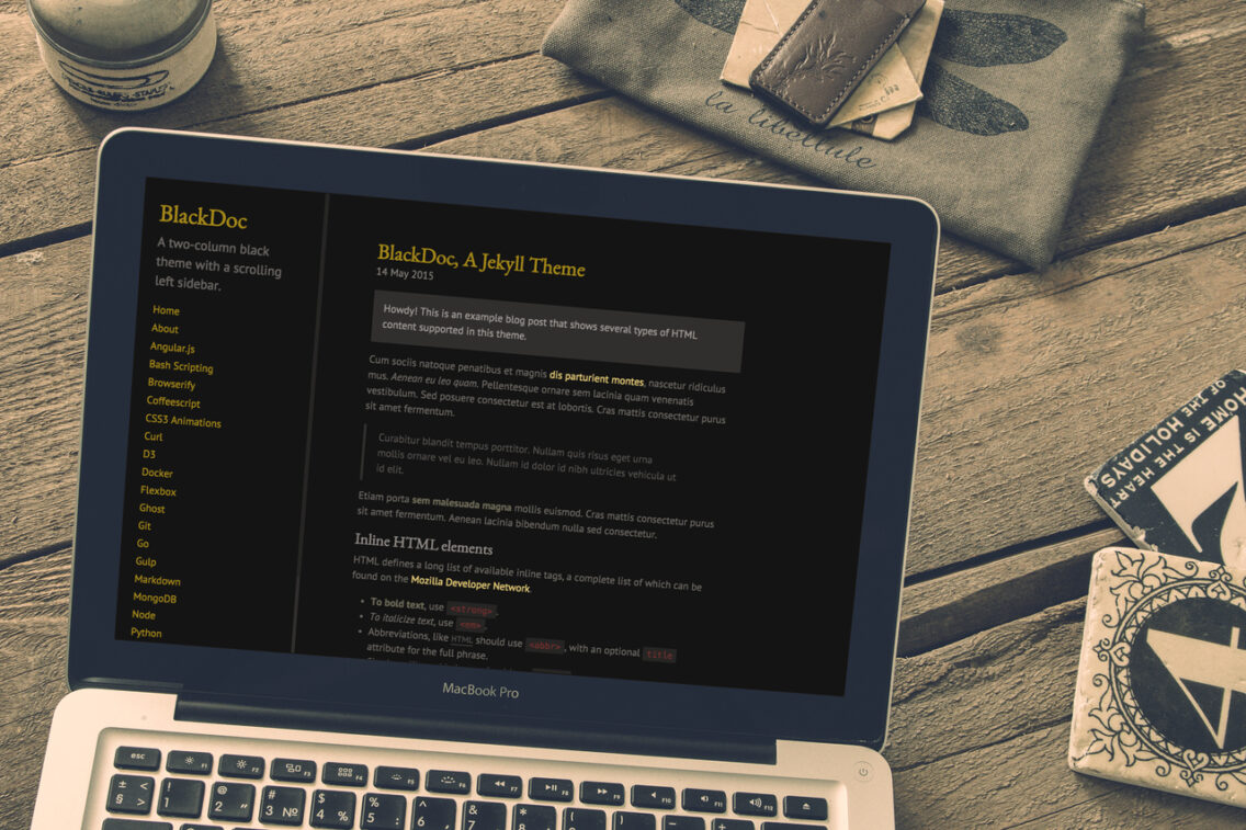 BlackDoc, A Jekyll Theme